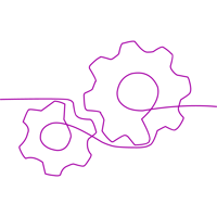 Gears turning line drawing