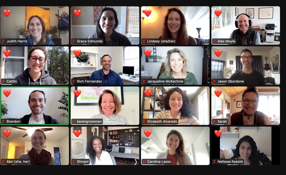 SIY Global Staff on Zoom with hearts