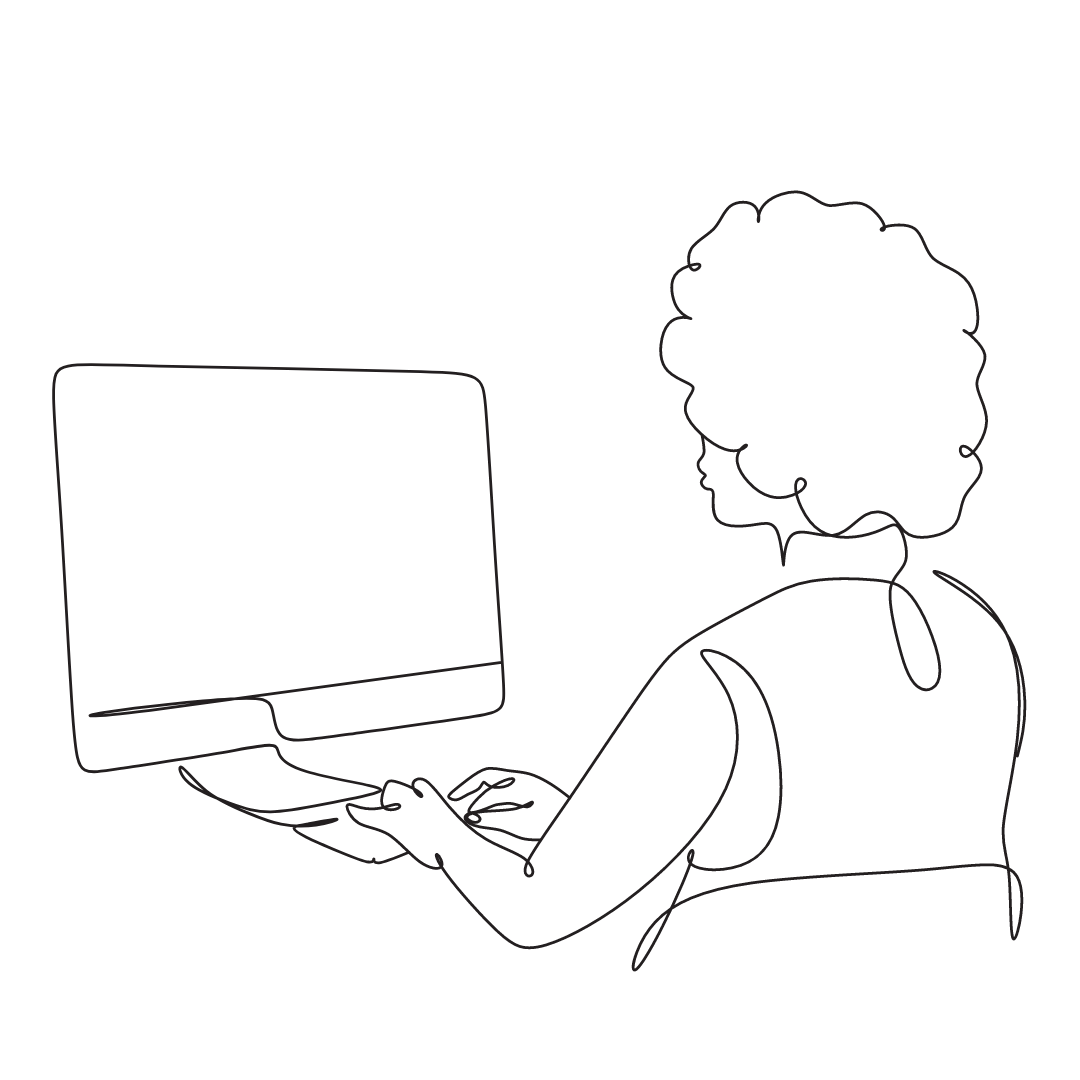 Sketch of person working at computer